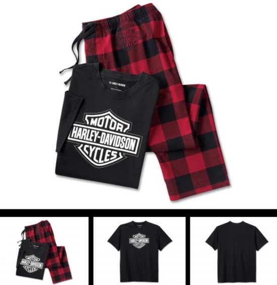 Original Harley-Davidson Herren-Pyjama-Set mit Bar & Shield-Logo und kurzen Ärmeln, Artikelnummer 96113-25VM