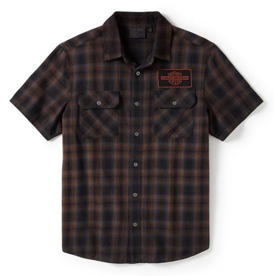 Harley-Davidson-Shirt mit Bar & Shield-Logo, kariert, schwarz/braun, 96503-25VM