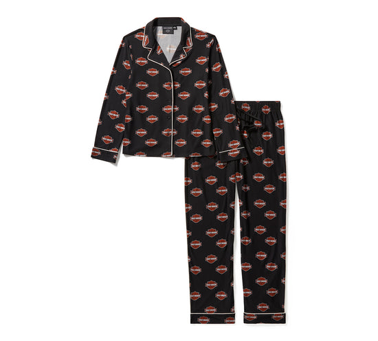 Harley-Davidson Damen-Pyjama-Set mit Bar & Shield-Logo und Knopfleiste 96826-25VW