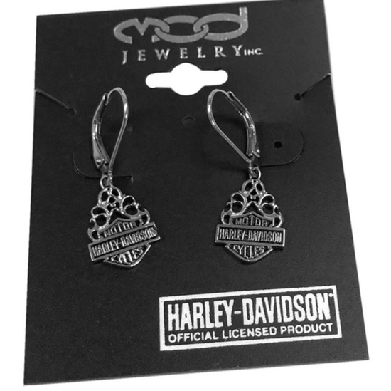 Harley-Davidson® Bar & Shield Ohrhänger für Damen, Filigransilber HDE0258