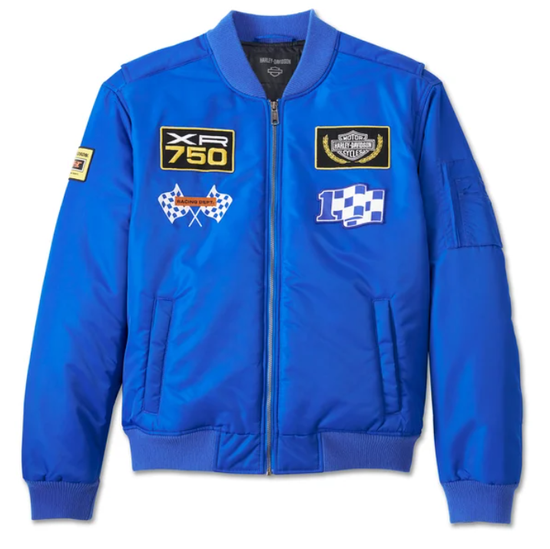 Original Harley Davidson Bomberjacke „At the Crank“ für Herren, Lapisblau, 97451-24VM