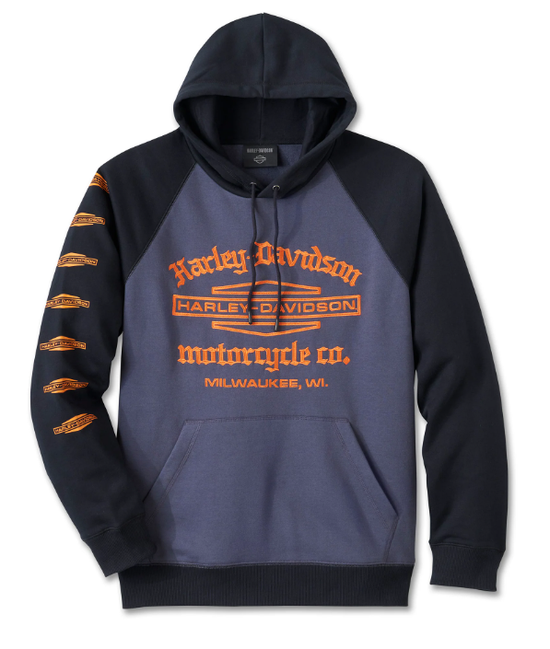 Old English Stacked Bar & Shield Raglan-Kapuzenpullover für Herren - Farbblock 96005-25VM