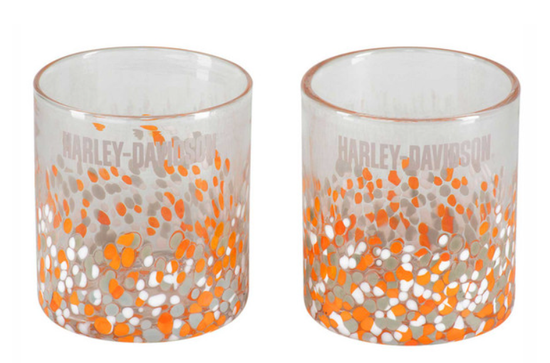 Original Harley-Davidson® Confetti Double Old Fashion Glass Set – mundgeblasen – 14,5 oz. HDL-18827