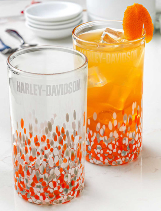 Original Harley-Davidson® Confetti Highball-Set, geätzte HD-Schriftart - mundgeblasen - 16 oz. HDL-18826