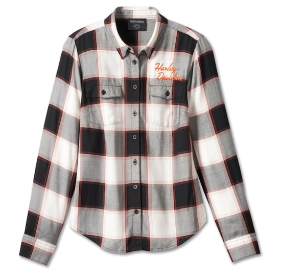Harley-Davidson® Damen-Hemd mit klassischem Logo und Karomuster 99025-23VW