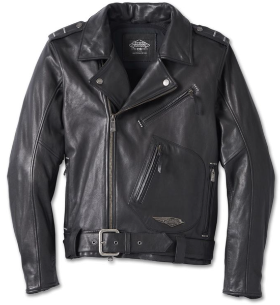 Original Harley-Davidson® 120. Jubiläum Cycle Champ Leder-Bikerjacke für Herren 97023-23EM
