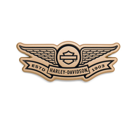 Harley Davidson 14101835 Gold Winged Bar &amp; Shield Dekoratives Medaillon, BAR &amp; SHIELD, GOLD WING