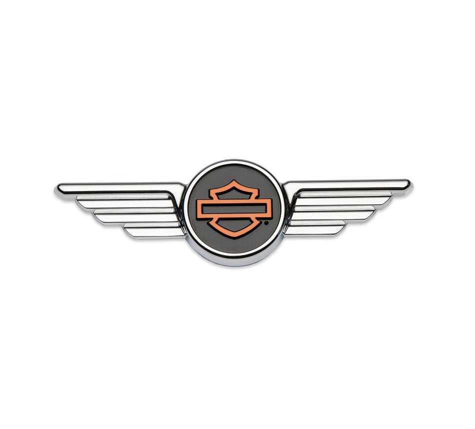 Harley Davidson 14101836 Chrom Winged Bar &amp; Shield Dekoratives Medaillon, BAR &amp; SHIELD, CHROMFLÜGEL