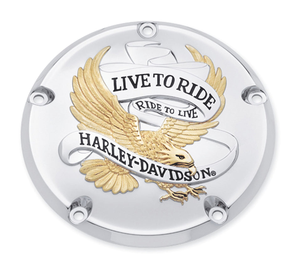 Harley Davidson 25340-99A Live To Ride Derby-Deckel DERBY CVR, 5-LOCH, LR, GOLD