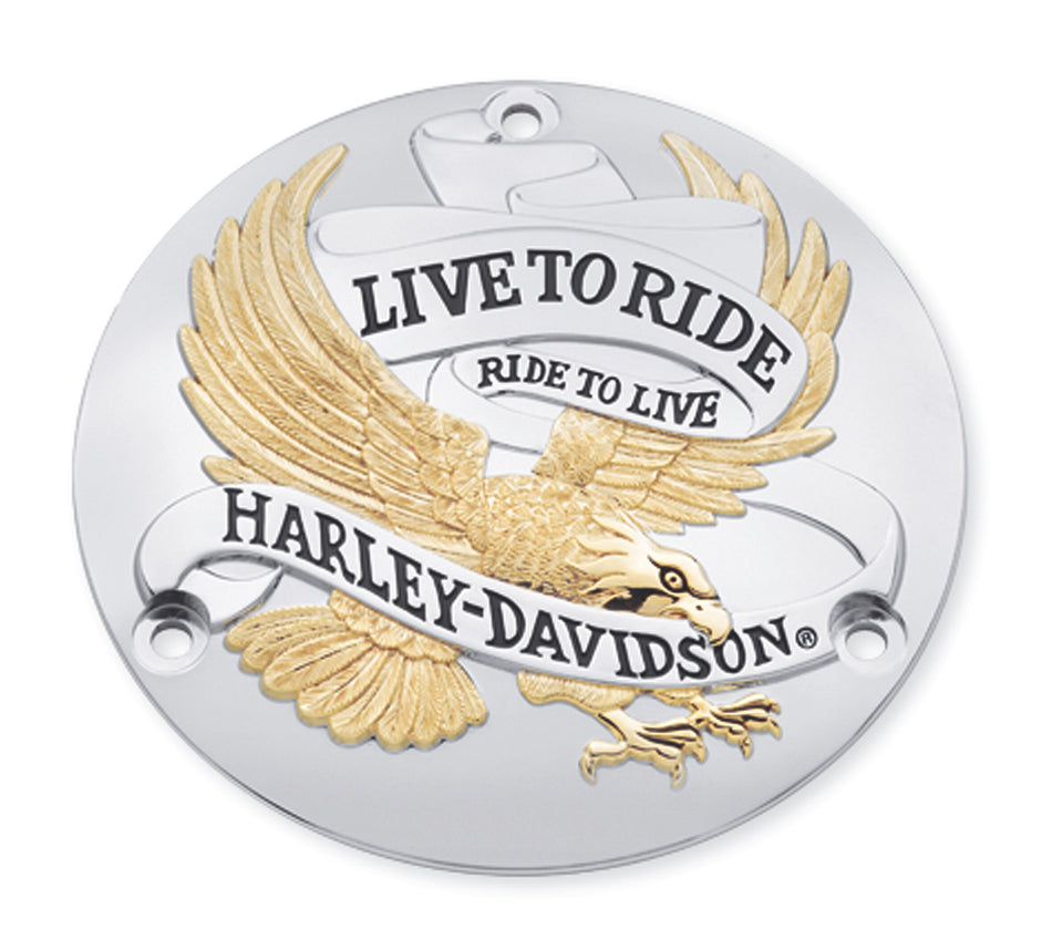 Harley Davidson 25391-90T Live To Ride Derby Cover GOLD EAGLE DERBY COVER