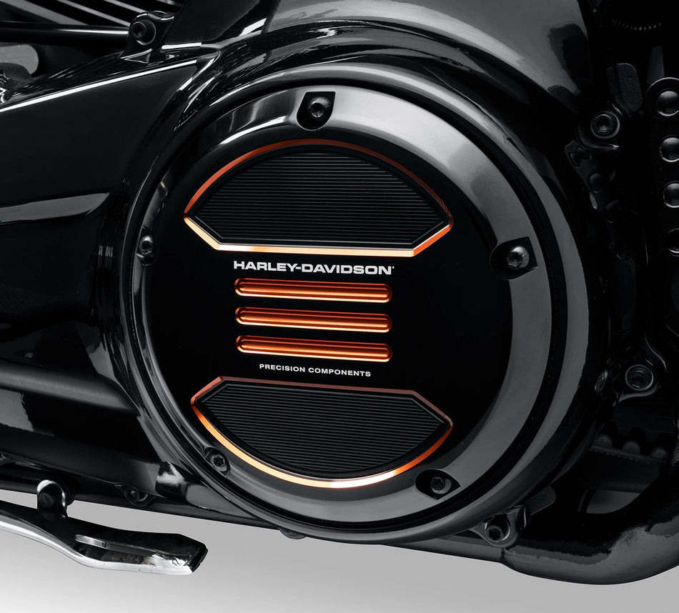 Harley Davidson 25701536 Adversary Derby Cover KIT, CVR/SLG, SCHWARZ MIT ORANGE