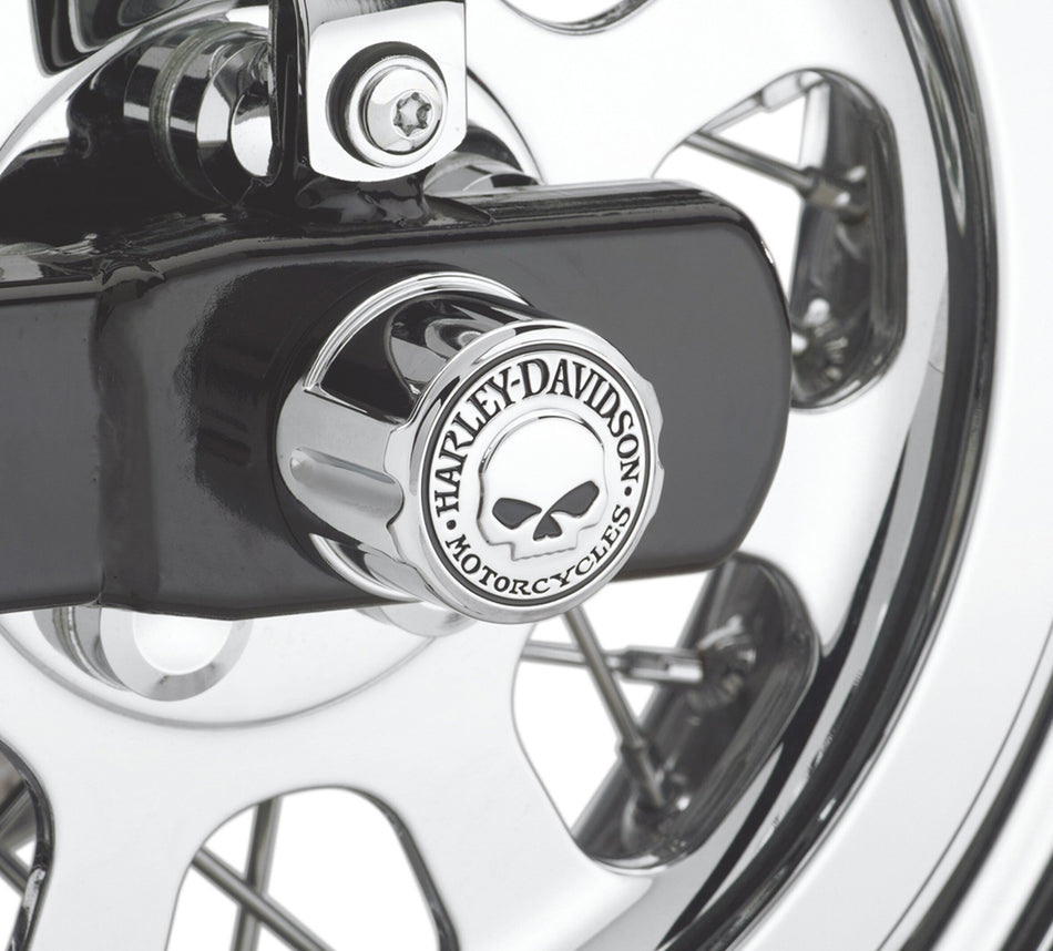 Harley Davidson 41706-09A Willie G Skull Hinterachsmutternabdeckungen KIT-COVER, RR ACHSMUTTER, SKULL, DYN/SFTL