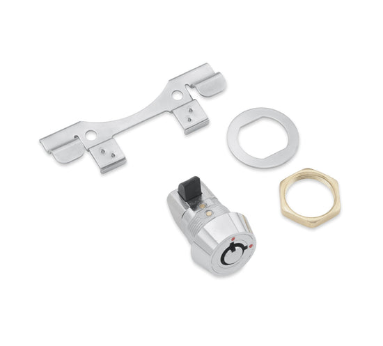 Harley Davidson 53842-00C Druckknopf-Entriegelungsset für Tankkonsolentür, Schlosssatz, Druckknopf