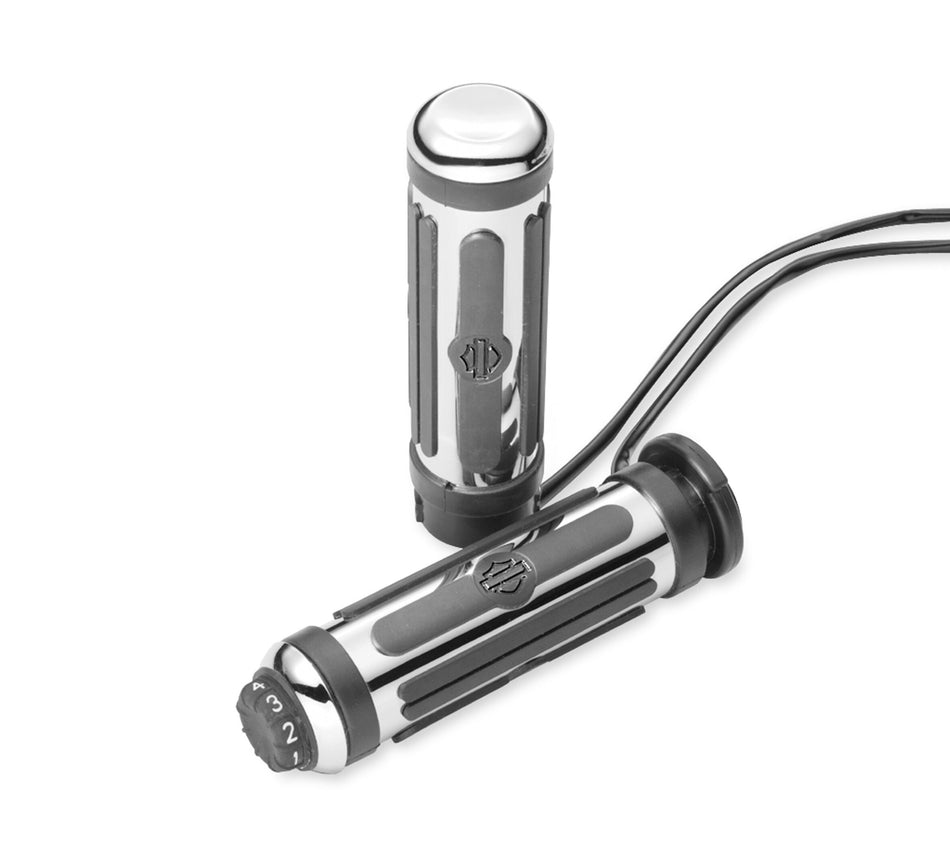Harley Davidson 56100264 Chrome and Rubber Large Heated Hand Grips KIT,THROT/GRIP,HEATED,CHRM RBR