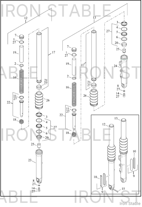 45500488 Harley-Davidson Gleitlager, Teleskopgabel vorn, rechts, poliert
