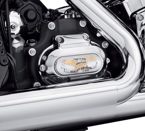 Harley Davidson 61400025 Live To Ride Getriebeendabdeckungsverkleidungs-KIT-TRAN TRIM, GOLD/CHRM, L2R, 10