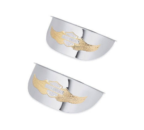 Harley Davidson 67796-91T Eagle Wing Passing Lamp Visors GOLD PASSING LAMP VISOR, PAIR