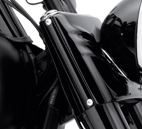 Harley Davidson 68055-10BHP Akzentleiste für Gabel-Abdeckung, schwarz glänzend, Zierleiste, Frontblende