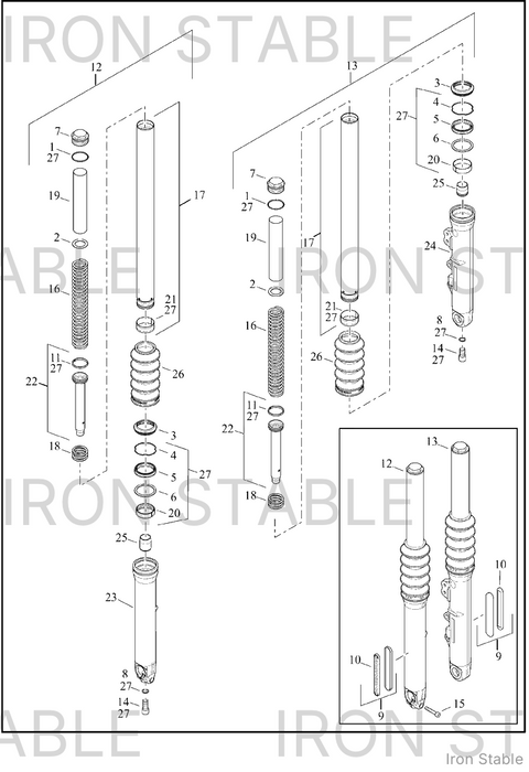 45500488 Harley-Davidson Gleitlager, Teleskopgabel vorn, rechts, poliert