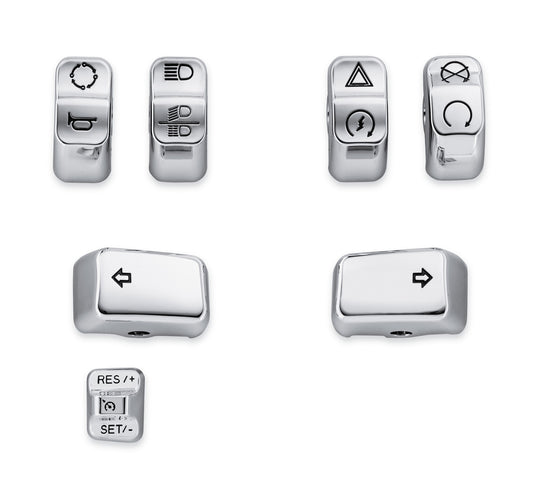 Harley Davidson 71500441 Chrome Switch Cap Kit HAND CONT,KIT SWITCH KEY CAPS