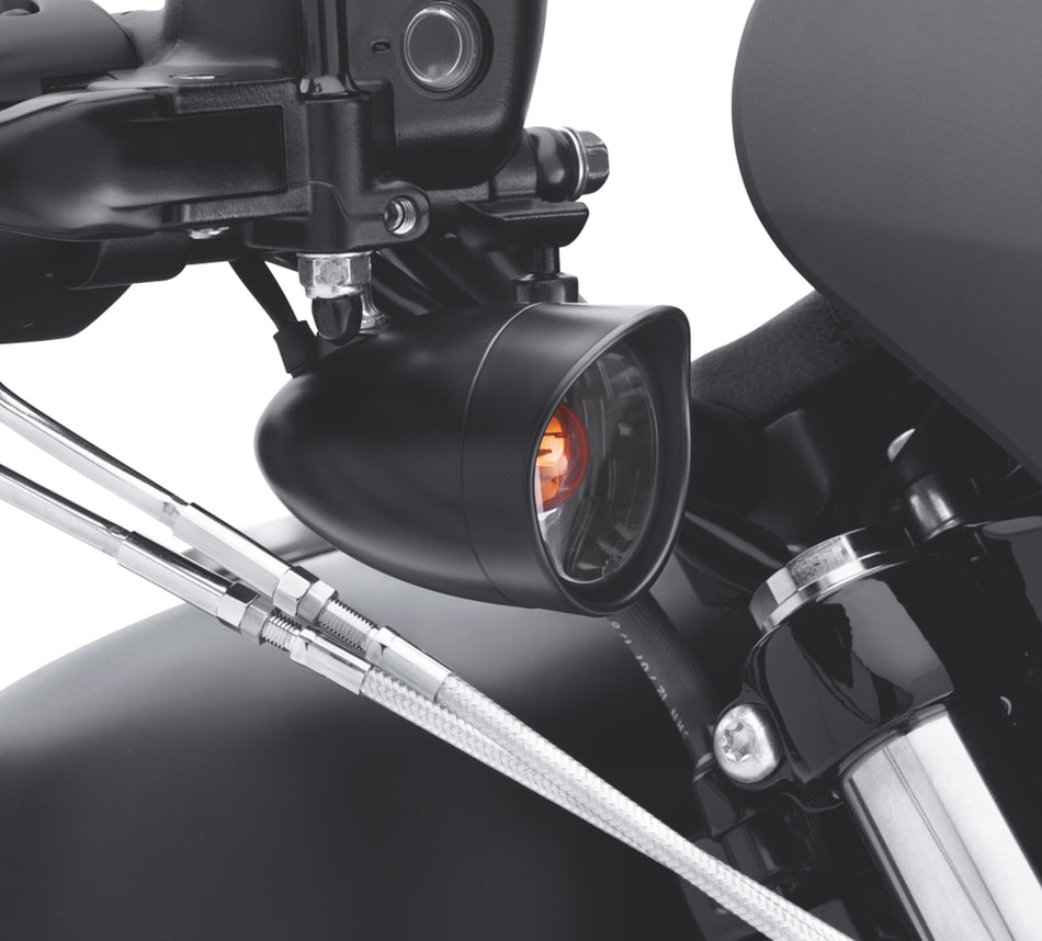 Harley Davidson 73342-09 Front Turn Signal Visor Trim Ring BULLET TRIM RINGS, BLACK, FRON