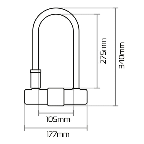 Oxford Magnum Duo Bügelschloss (177x340mm) mit Halterung &amp; Kabel - LK225