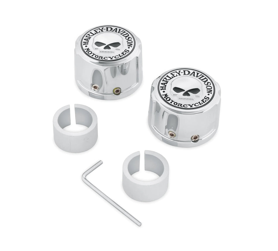 Harley Davidson 43163-08A Willie G Skull Mutternabdeckungen für Vorderachse Achsabdeckung, Totenkopf