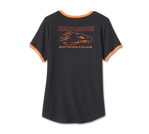 Original Harley-Davidson® Screaming' Eagle Ringer T-Shirt für Damen - Black Beauty 96115-24VW