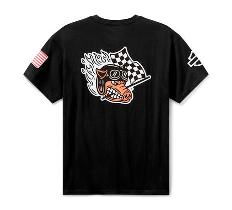 96375-26RX Harley-Davidson Tee-knit,factory Racing,black Fast Johnnie