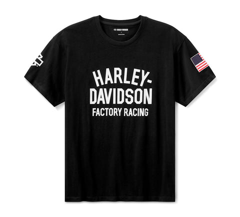 96375-26RX Harley-Davidson Tee-knit,factory Racing,black Fast Johnnie