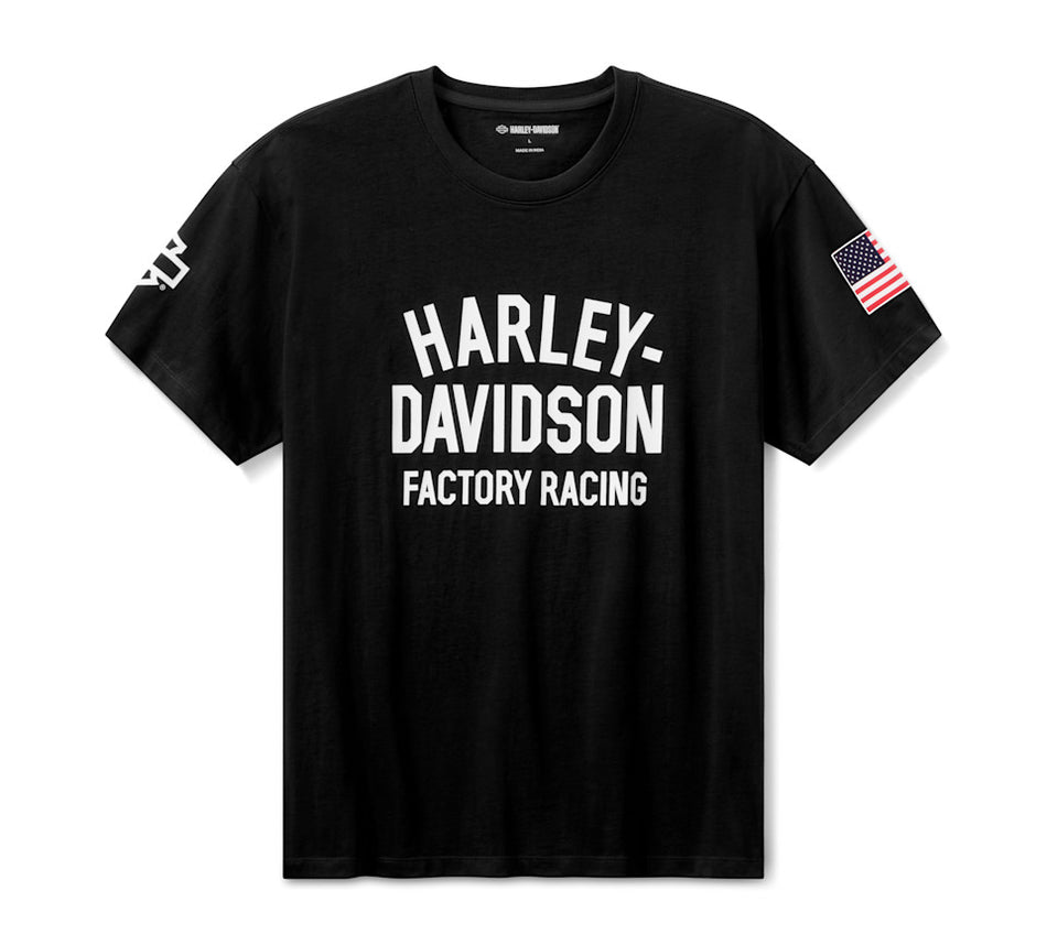 96375-26RX Harley-Davidson Tee-knit,factory Racing,black Fast Johnnie