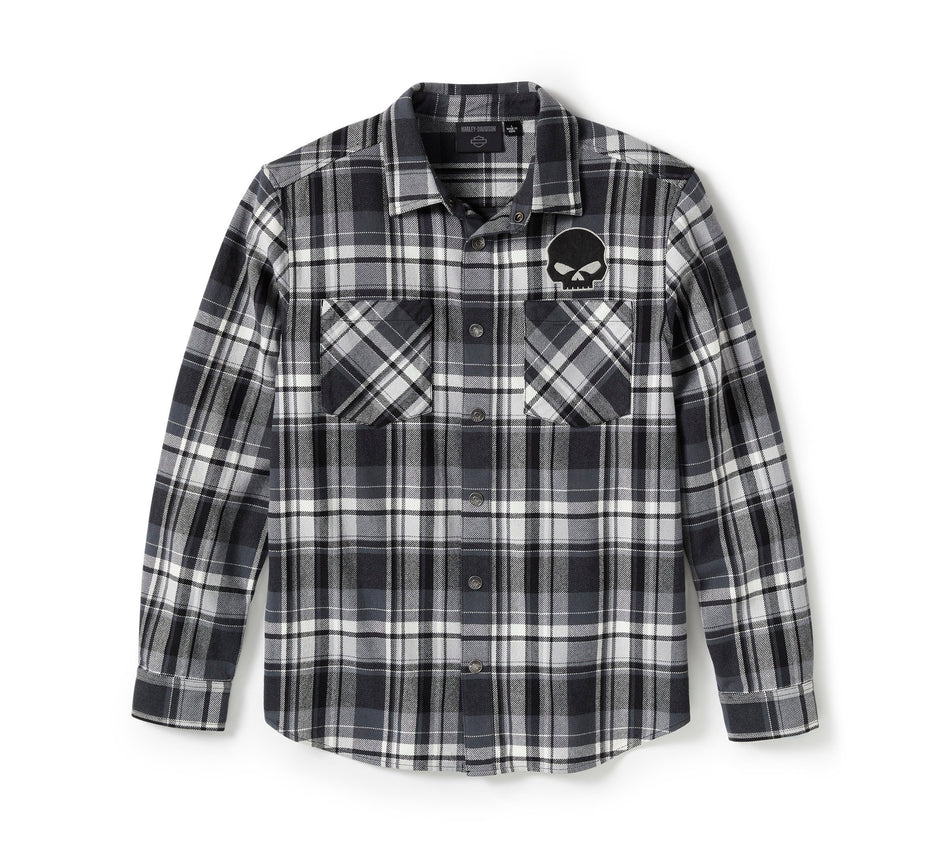 Original Harley-Davidson® Herren-Langarmhemd mit Willie G Totenkopf-Karomuster 96394-25VM