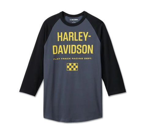 Original Harley-Davidson® Throttle Back 3/4-Ärmel-T-Shirt für Herren – Farbblockdesign – Ombre-Blau 96439-24VM