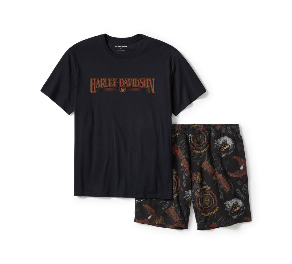 Original Harley-Davidson® Herren-Pyjama-Shorts-Set im 80er-Jahre-Stil mit Tanktop 96470-25VM