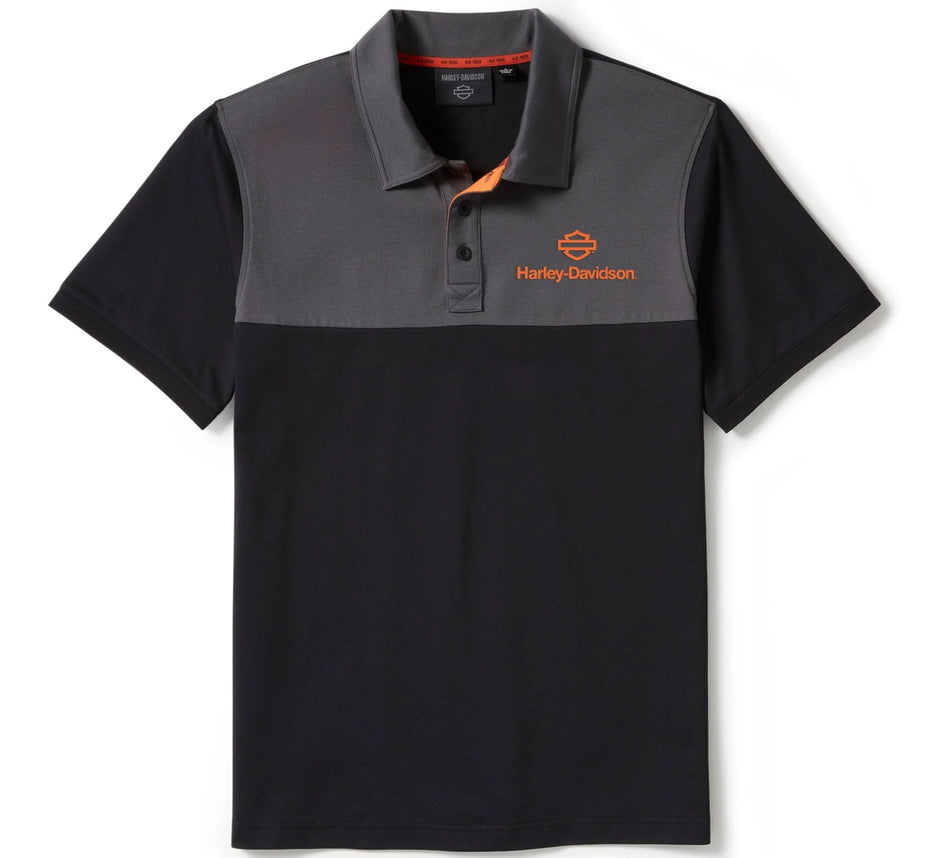 Harley-Davidson Herren HD Tech Coolmax Polo Kurzarmhemd Schwarz/Grau 96482-25VM
