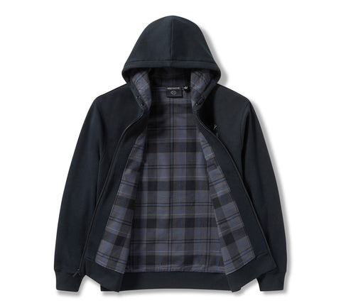 Harley-Davidson Herren-Kapuzenjacke mit Karomuster, gefüttert und mit Reißverschluss – Harley Schwarz 96783-25VM