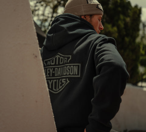 Harley-Davidson Herren-Kapuzenjacke mit Karomuster, gefüttert und mit Reißverschluss – Harley Schwarz 96783-25VM