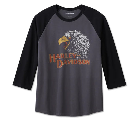 Original Harley-Davidson® Classic Eagle Raglan-Oberteil für Herren – Farbblockdesign – Blackened Pearl – 96791-23VMarl