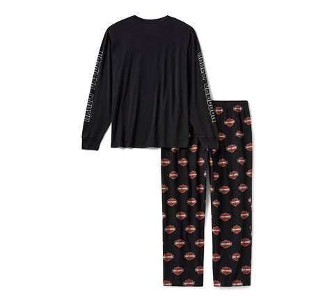 Harley-Davidson Herren-Pyjama-Set mit Bar & Shield-Logo und langen Ärmeln 96792-25VM