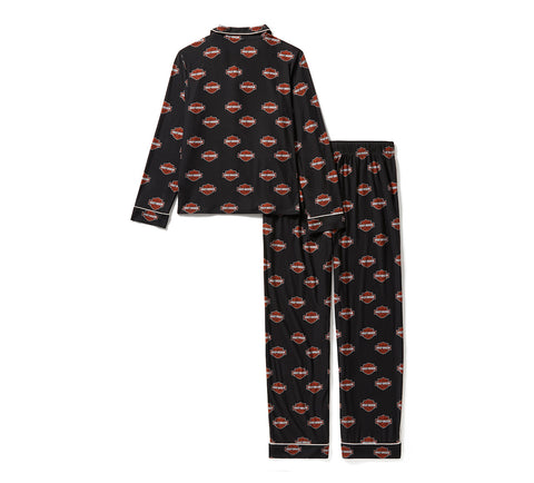 Harley-Davidson Damen-Pyjama-Set mit Bar & Shield-Logo und Knopfleiste 96826-25VW
