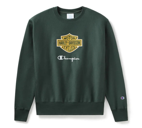 Champion x Harley-Davidson Fanatic Crew Neck Sweatshirt 96861-24VM - Dunkelgrün Champion