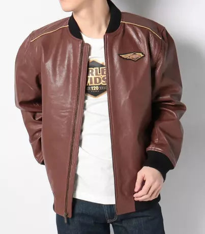 Original Harley-Davidson® Blouson Lederjacke 120th Anniversary dunkelrot 9703523VM