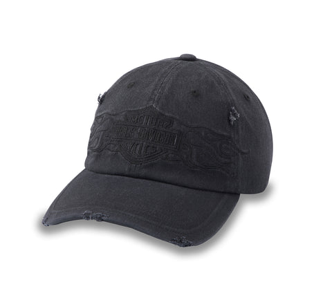 Harley Davidson Flying Lap Distressed Stretch-Fit Cap - Harley Black