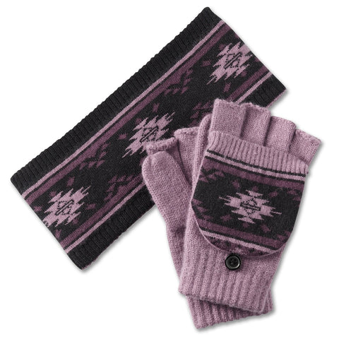 Harley-Davidson Women's Ear Warmer & Fingerless Glove Mitten Cover Gift Set, Wistful Mauve 97681-25VW