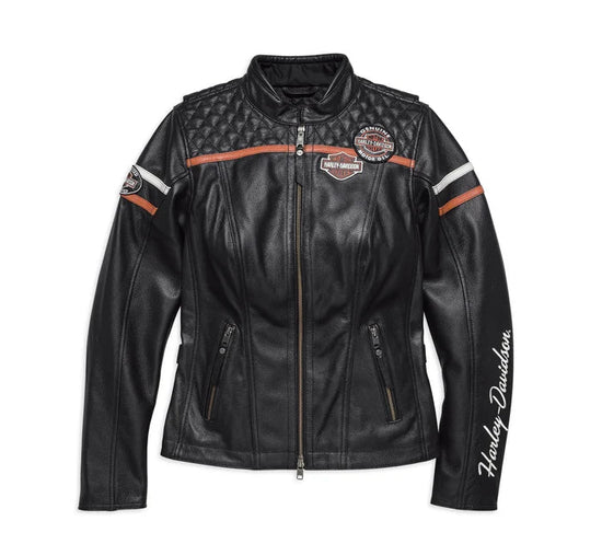 Original Harley-Davidson® Damen-Lederjacke „Miss Enthusiast“, CE-zertifiziert, 98030-18EW