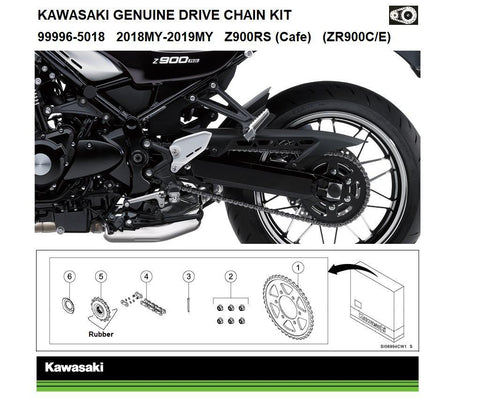 Kawasaki 999965011 Genuine chain and sprocket kits Genuine chain kit Z800 (ZR800A/B/C/D)