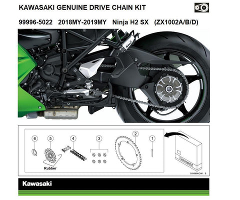 Kawasaki 999965019 Original-Ketten- und Kettenradsätze Original-Kettensatz Z900 (ZR900B/D)