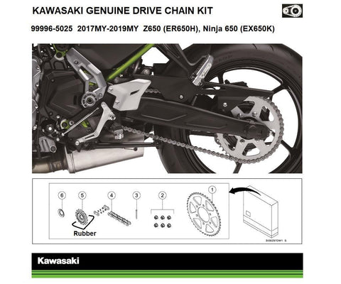 Kawasaki 999965026 Original-Ketten- und Kettenradsätze Original-Kettensatz Z650 (ER650K), Ninja 650 (EX650M)...