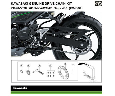 Kawasaki 999965028 Original-Ketten- und Kettenradsätze Original-Kettensatz Ninja 400 (EX400G)