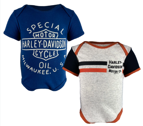 Original Harley-Davidson® gerippte 2er-Pack Bodys für Kleinkinder, Blau/Creme, 3059240
